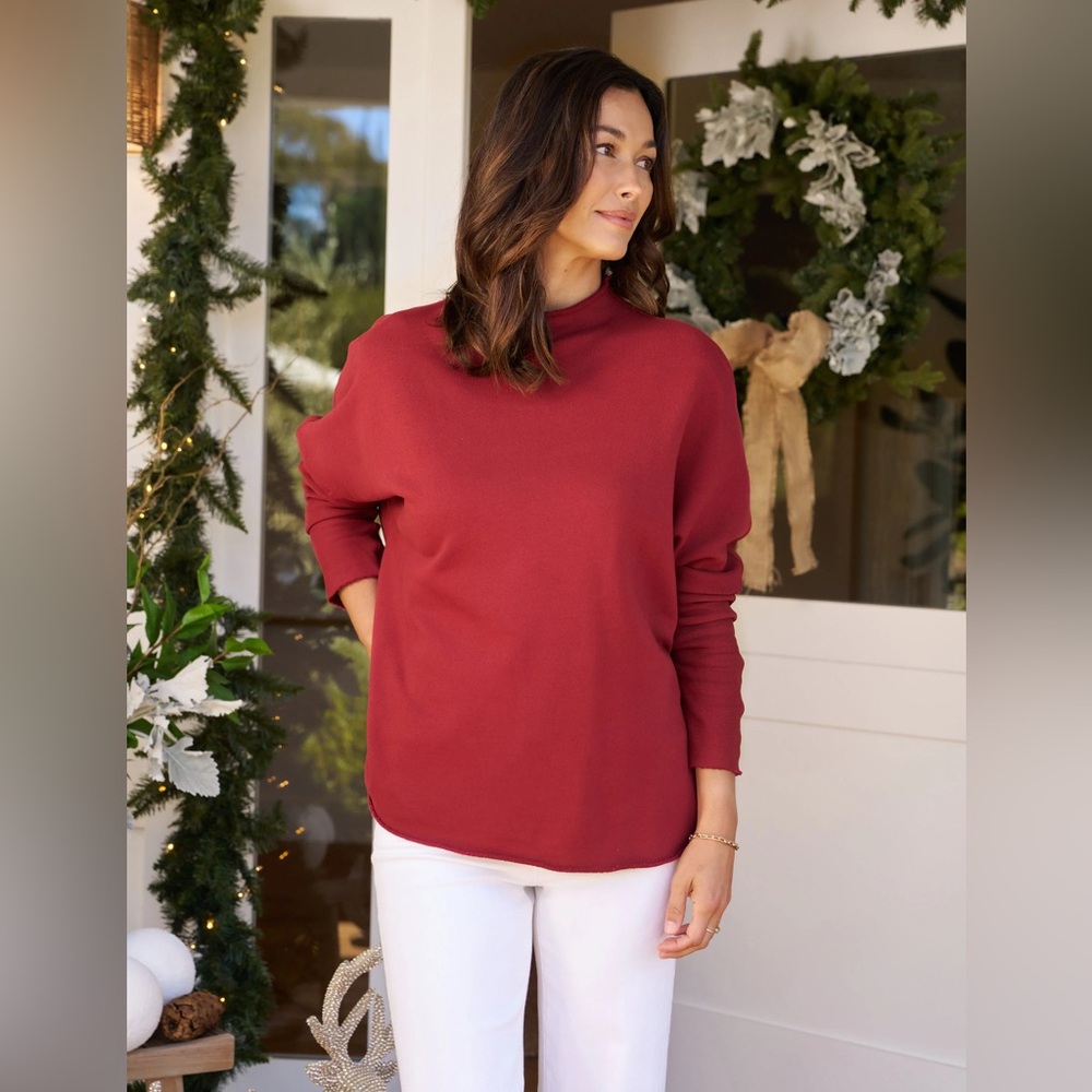 Frank & Eileen Effie Garnet 100% Cotton Long Sleeve Funnel Neck Capelet Sz M